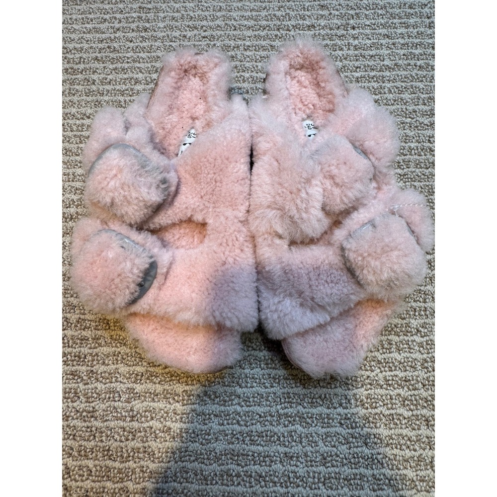 Papillio Pink Sheepskin Fur Slides Platform Sandals Women's Size 6 fluffy‎ birk